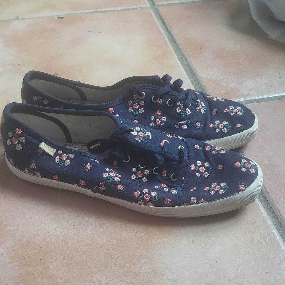 Keds Blue and Pink Floral Sneakers